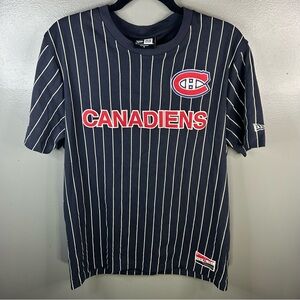 Montreal Canadiens New Era NHL Throwback Pinstripe Navy Shirt Size Medium